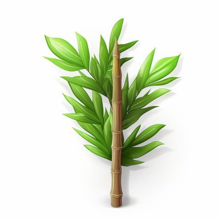 the bamboo palm 3d icon, crafted from cartoon-inspired clay material, boasts a smooth and shiny finish, reminiscent of nintendo's iconic isometric style, illuminated by a spot light to accentuate its best detail, presented in stunning hd and high resolution on a crisp white isolated background. ai generatedの素材