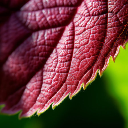 raspberry bush leaf unfurls its delicate, organic contours in this stunning close-up image, showcasing the intricate textures and vibrant colors of nature, perfect for environmentalism enthusiasts and national geographic fans, evoking a tactile sense of connection to the natural world. ai generatedの素材