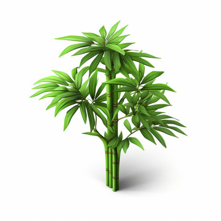 the bamboo palm 3d icon, crafted from clay material, boasts a smooth and shiny appearance, reminiscent of nintendo's iconic isometric style, illuminated by a spot light, showcasing its best details in stunning hd and high resolution, isolated on a crisp white background. ai generatedの素材