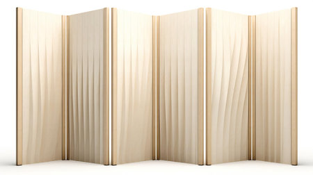 the room divider, isolated on a pristine white background, showcases its sleek design and functionality in high resolution, offering a high-quality visual representation perfect for interior designers, architects, and homeowners seeking to create a stylish and organized living space. ai generatedの素材