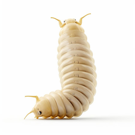 the silkworm, a fascinating insect, is showcased in stunning 3d detail, its full body elegantly posed on a crisp white isolated background, highlighting its intricate features and vibrant colors, perfect for educational or commercial uses in fields like entomology, biology, and textiles. ai generatedの素材