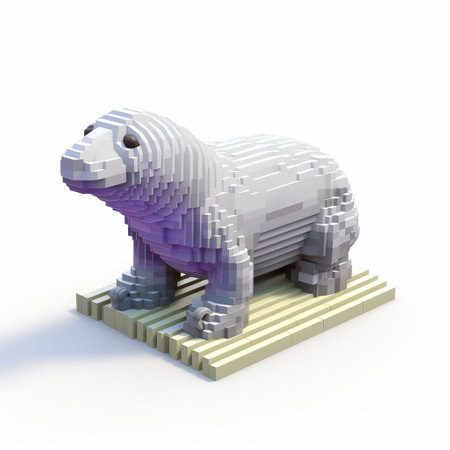 elephant seal, depicted in a vibrant 3d 8-bit pixel art style, stands proudly against a crisp white background, showcasing its full body in stunning detail, perfect for fans of retro gaming and marine life enthusiasts alike, highlighting the unique characteristics of this fascinating creature. ai generatedの素材