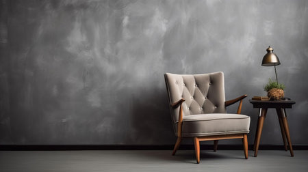 the chair, showcasing a unique design and style, lies elegantly on a table in the study, set against a soothing gray background that complements its tone, illuminated by natural lighting, capturing every detail in stunning high-definition quality. ai generatedの素材