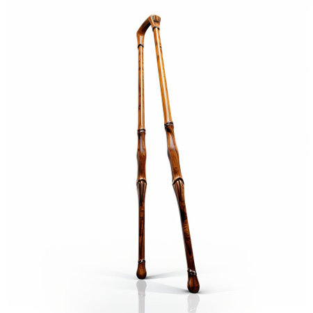 the 3d walking stick, depicted in full body, stands proudly on a pristine white isolated background, showcasing its intricate design and sturdy structure, perfect for hikers, trekkers, and outdoor enthusiasts seeking reliable support and balance on their adventures. ai generatedの素材