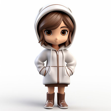 princess leia, dressed in a casual hoodie and sporting short hair, stands confidently in a full-body pose against a crisp white background in this vibrant 3d render cartoon, showcasing her iconic character in a fresh, modern light, perfect for fans of the star wars franchise and sci-fi enthusiasts alike. ai generatedの素材