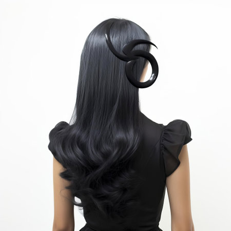 luna showcases her effortless style in this stunning rear view photo, posing with her back to the camera against a crisp white background, her side-swept hair adding a touch of elegance to her overall aesthetic, perfect for fashion and beauty inspiration. ai generatedの素材