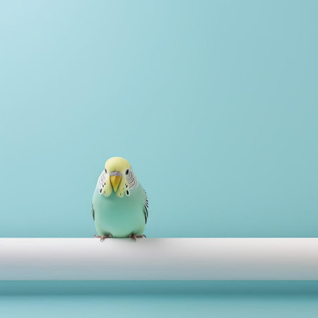 this adorable budgerigar perches on a simple wooden branch, surrounded by subtle shadows, epitomizing japanese minimalism in a serene 32k photograph, where the delicate beauty of the small bird takes center stage, exuding a sense of calm and tranquility. ai generatedの素材