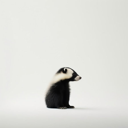 badger, surrounded by serene japanese minimalism, gazes calmly into the lens, its adorable features accentuated by the subtle 32k lighting, evoking a sense of tranquility and simplicity, perfect for nature lovers and fans of understated elegance. ai generatedの素材