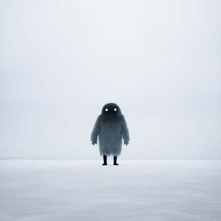 the monster, bathed in soft, muted tones, stands tall in this stunning example of japanese minimalism, its full body captured in exquisite detail against a clean, 32k-resolution backdrop, evoking a sense of eerie calmness and simplicity. ai generatedの素材