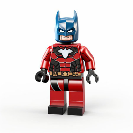 harley quinn, the beloved dc comics superhero, stands proudly in her iconic jester costume, surrounded by a sea of white, showcasing her vibrant colors and dynamic pose, as she prepares to take on the villains of gotham city in this stunning lego figurine photograph. ai generatedの素材