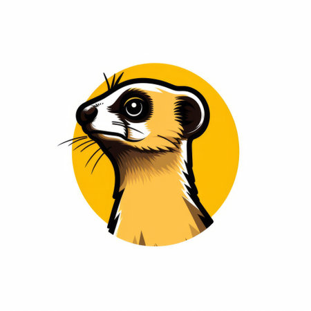 meerkat, with its curious gaze downward, is beautifully captured in a minimalist 2d vector icon style logo, perfect for wildlife enthusiasts, zoologists, and designers seeking unique animal illustrations, african desert dwellers, and social mammal representations. ai generatedの素材
