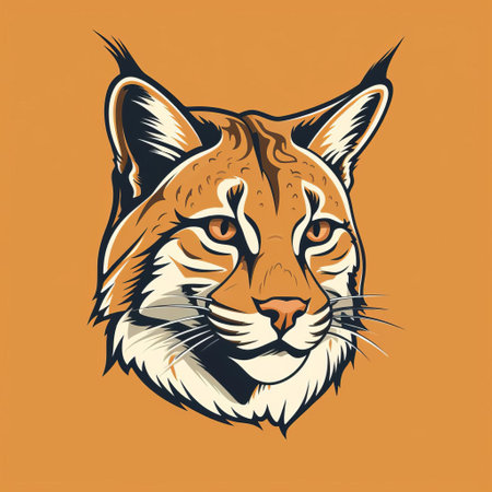 this bobcat illustration is a simple, yet charming, minimalist cartoon doodle, created using bold line art, showcasing the wild cat's distinctive features, whiskers, and piercing eyes, perfect for nature lovers, wildlife enthusiasts, and fans of felines, animal art, and whimsical designs. ai generatedの素材