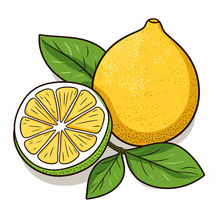 yuzu, a citrus fruit native to east asia, is beautifully illustrated in a simple marker drawing, presented in a flat 2d vector style on a clean white background, perfect for use as an svg cut file or line art drawing for various design projects, including food illustrations, kitchen decor, and japanese-inspired art. ai generatedの素材