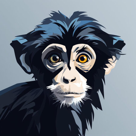 the spider monkey, a fascinating primate, is beautifully illustrated in this stunning svg image, set against a crisp white background, showcasing its agile body and expressive face with clean lines and soft curves, rendered in striking black and white hues, perfect for wildlife enthusiasts and design lovers alike. ai generatedの素材