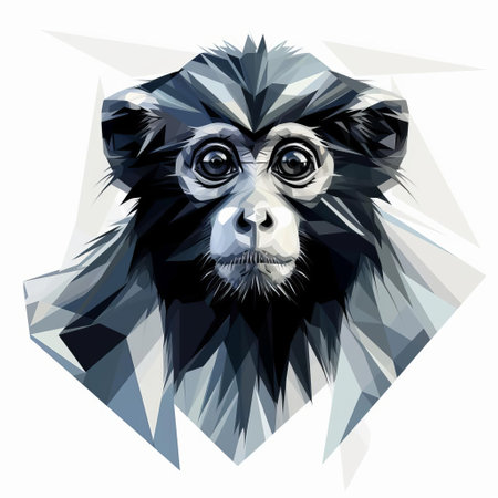 the spider monkey, a fascinating primate species, is beautifully illustrated in this stunning svg image, set against a crisp white background, showcasing its agile body and expressive face with clean lines and soft curves, rendered in striking black and white hues, perfect for nature enthusiasts and wildlife lovers. ai generatedの素材
