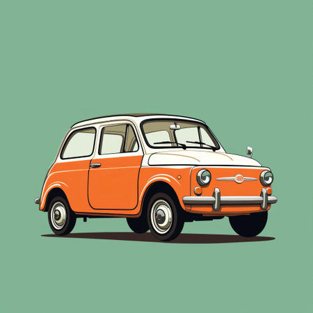 this suv stands out against a vibrant green background, evoking the elegant style of annibale carracci, with clean and simple designs reminiscent of cinquecento-era art, and a modern twist inspired by alessandro gottardo's colorized aesthetic, featuring light white and light orange hues, perfect for ad posters. ai generatedの素材