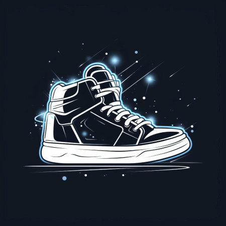 sneakers, illustrated in a simple flat line drawing, pop against a crisp white background, showcasing a striking contrast between the bold black outlines and subtle shading, evoking a sense of modern minimalism and sleek design, perfect for fans of futuristic footwear and monochromatic art. ai generatedの素材
