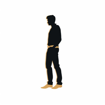 the businessman, depicted in a minimalist 2d vector icon style, is shown in a sideview, looking down, conveying a sense of contemplation and professionalism, perfect for corporate branding, entrepreneurship, and professional services, evoking feelings of trust and reliability. ai generatedの素材