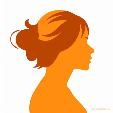 the orange female silhouette, set against a crisp white background, is a striking vector graphic symbol, perfect for minimalistic designs, featuring a simple and flat clipart style, available in png and svg formats, ideal for identification and representation purposes. ai generatedの素材