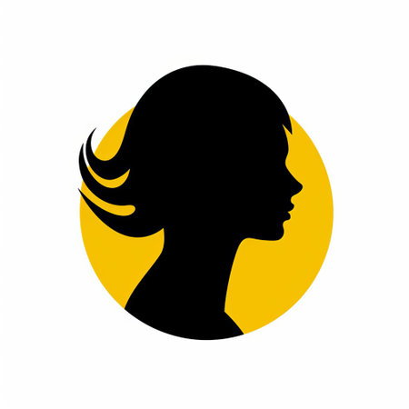 "a yellow female silhouette stands out against a crisp white background in this minimalistic vector clipart, perfect for identification symbols, logos, and icons, offering a simple yet striking visual representation in png and svg formats.", ai generatedの素材