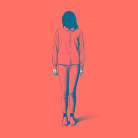 the woman stands confidently in this stunning minimal screenprint illustration, her elegant features and flowing hair beautifully captured in a limited color palette, reminiscent of a vintage risograph print, showcasing the artist's skill in conveying emotion through simplicity, perfect for fans of minimalist art and female empowerment. ai generatedの素材