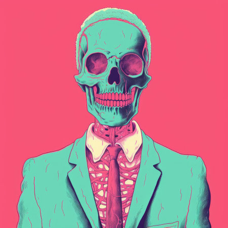 this zombie head illustration, rendered in a striking minimal style, is a standout piece of screenprint art, expertly reproduced as a risograph print, perfect for fans of undead-themed decor and collectors of unique, modern art prints featuring eerie, post-apocalyptic characters. ai generatedの素材