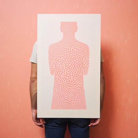 the man stands out in this stunning minimal screenprint illustration, rendered in a bold risograph print style, showcasing his full body in a striking pose, perfect for art enthusiasts and fans of modern graphic design and printmaking techniques. ai generatedの素材