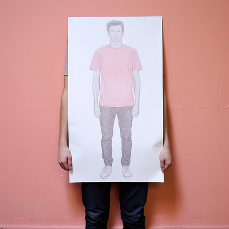 the minimalist screenprint illustration of a male figure, rendered in a striking risograph print, showcases a full-body portrait with bold lines and vibrant colors, evoking a sense of modernity and sophistication, perfect for art enthusiasts and design lovers of contemporary graphic art. ai generatedの素材