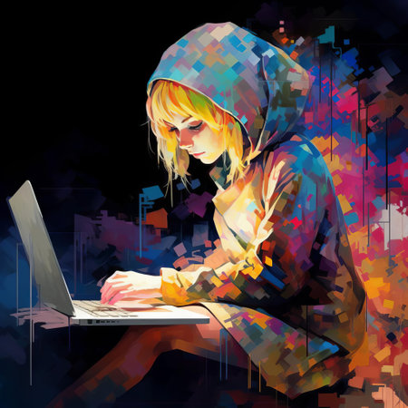 the academic art piece, drawn in a mesmerizing fusion of digital and glitchy styles, exudes an otherworldly aura, reminiscent of nightcore's hypnotic glow, backlight's ethereal ambiance, and primitivism's raw emotion, while embracing toycore's playful whimsy and expressionist's intense emotional depth. ai generatedの素材