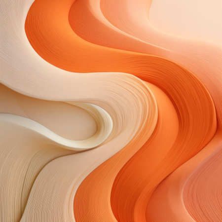apricot-hued textile art features a stunning minimalist design, showcasing a subtle blend of warm, earthy tones and soft, creamy shades, evoking a sense of serenity and calmness, perfect for adding a touch of elegance to any modern interior space or art collection. ai generatedの素材