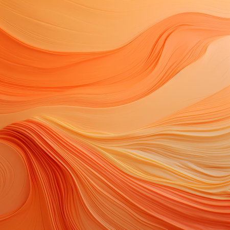 the abstract art pattern features alternating stripes of vibrant orange hues, reminiscent of a delicate sea mist, evoking a sense of serenity and calmness, much like the amazing soft and nourishing properties of an extreme moisturizer, perfect for soothing dry skin, with fly layers that lock in hydration. ai generatedの素材