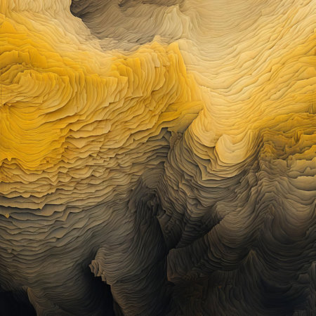 mountains majestically rise in the background, set against a vibrant abstract art pattern of alternating stripes of yellow, while an extreme body with amazing crumbly wings layers takes center stage, surrounded by delicate misty atmospheric effects, creating a surreal and dreamlike scene. ai generatedの素材