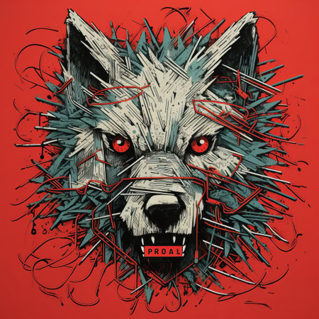 a wolf, crafted from straw in the distinctive style of art spiegelman, appears disintegrated, evoking the gritty aesthetic of rollei prego 90 photography, while nods to todd nauck's comic book flair and the provocative spirit of political propaganda posters from group zero are evident, with wire accents adding a sense of fragility. ai generatedの素材