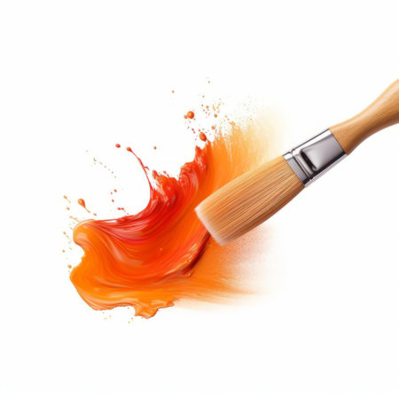 the basting brush, with its soft and flexible bristles, lies elegantly on a pristine white background, showcasing its ergonomic handle and stainless steel ferrule, perfect for evenly distributing marinades and sauces to meats and vegetables during grilling, roasting, and baking. ai generatedの素材