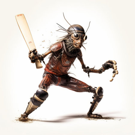 the cricket, captured in a loose gestural pose, showcases its full body on a pristine white isolated background, highlighting its intricate details and vibrant colors, perfect for nature enthusiasts, wildlife photographers, and graphic designers seeking high-quality insect imagery. ai generatedの素材