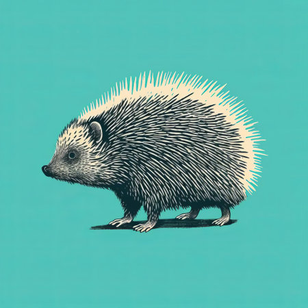 this porcupine stands out in a stunning minimal screenprint illustration, showcasing its full body in a unique risograph print, perfect for nature lovers and art enthusiasts who appreciate the beauty of wildlife creatures in modern graphic design. ai generatedの素材