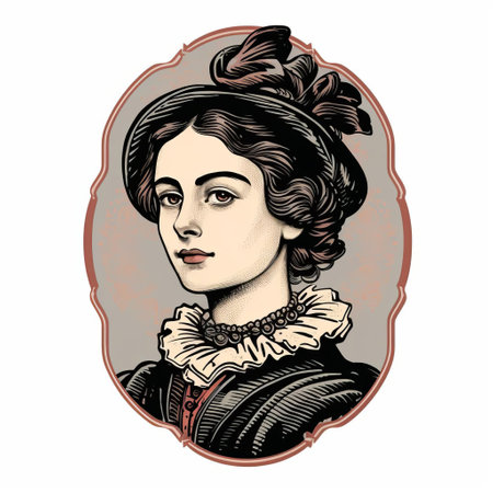 this vintage stamp features a beautiful, isolated portrait of chloe, showcased against a crisp white background, highlighting the intricate details of the color line engraving, evoking a sense of nostalgia and classic elegance, perfect for collectors and enthusiasts of old prints. ai generatedの素材