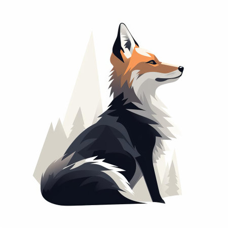 the fox, with its cunning gaze, turns sideways, pleading for a snack, its minimalist vector art design standing out against a pristine white background, showcasing a striking black and white color scheme that exudes simplicity and elegance, perfect for modern designs and art enthusiasts. ai generatedの素材