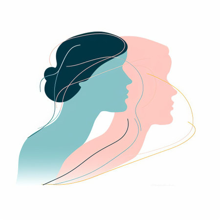 a delicate gender reveal illustration, meticulously crafted with a single continuous line drawing, showcasing a watercolor palette, perfect for modern design and graphic vector projects, featuring a simple and stylish aesthetic, ideal for baby shower decorations and pregnancy announcements. ai generatedの素材