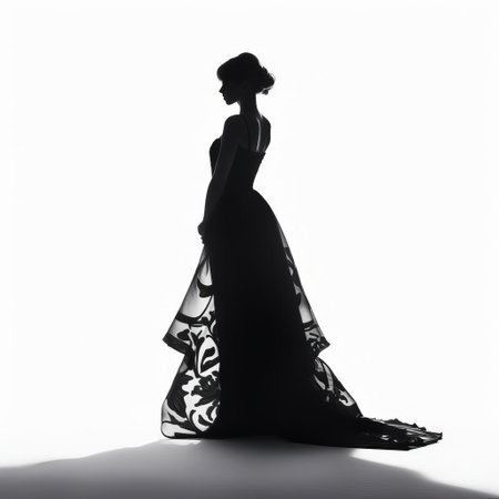barbara stands confidently in this stunning full-length silhouette, captured in a beautiful black and white tone, showcasing her elegant posture and sophisticated style, perfect for fashion, portrait, and beauty photography enthusiasts. ai generatedの素材