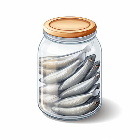 pickled herring icon stands out against a plain white background in this 3d rendered image, perfect for a casual game's resource symbol, showcasing the tangy and salty fish delicacy in a visually appealing way, ideal for food-themed games and cooking simulations. ai generatedの素材