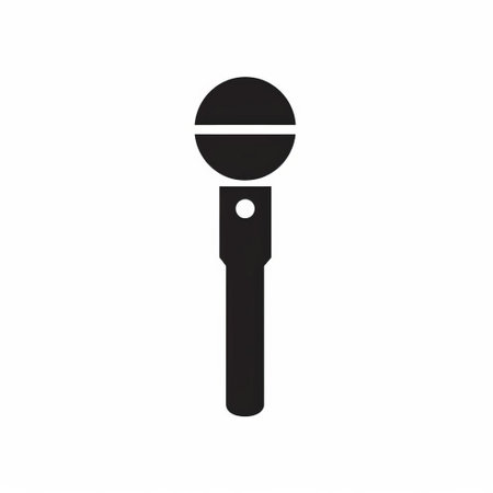 microphone icon, a sleek silhouette with a bold black outline and stroke, embodies simplicity in its flat style illustration, presented in a striking monochrome color palette, isolated on a crisp white background, perfect for 2d designs, audio and music-related projects. ai generatedの素材