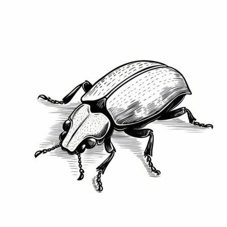 this vintage stamp features an intricately detailed, isolated old print of a beetle on a pristine white background, showcasing the artistry of traditional ink and line engraving techniques, evoking a sense of nostalgia and classic elegance in modern design and collectible philately. ai generatedの素材