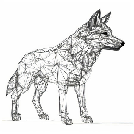 the wolf, a majestic creature, is beautifully captured in a continuous line art style, showcasing its full body in stunning detail, isolated on a crisp white background, perfect for nature lovers, wildlife enthusiasts, and fans of minimalist illustrations. ai generatedの素材