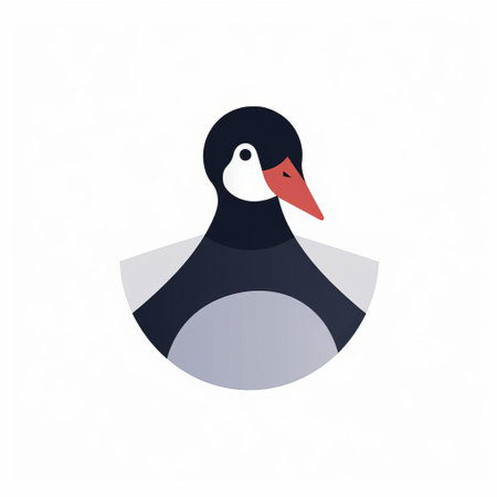 the american coot, a medium-sized waterbird with a slate-grey plumage, is beautifully illustrated as a minimalist icon on a clean white background, showcasing its distinctive white forehead shield in a stylish 2d design, perfect for nature enthusiasts and birdwatchers. ai generatedの素材