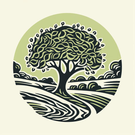 dell, a serene and majestic natural formation, is beautifully captured in this stunning one-color linocut artwork, masterfully crafted with a single continuous line, emphasizing negative space to distill its essence into simple shapes, exuding boldness and elegance in its minimalist representation. ai generatedの素材