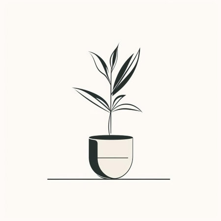 the plant, delicately illustrated in a single line drawing, stands out against a crisp white background, exuding a sense of simplicity and elegance, perfect for minimalist designs, modern decor, and botanical art enthusiasts, evoking feelings of serenity and calmness in any space. ai generatedの素材