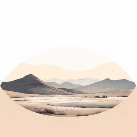 landscape illustration showcases a serene minimalist line drawing of a peaceful scenery, utilizing clean lines and soft pastel shades to evoke a sense of calmness, perfect for modern interior design, home decor, and art enthusiasts who appreciate simplicity and elegance in digital art. ai generatedの素材
