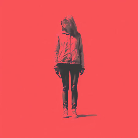 the woman stands confidently in this stunning minimal screenprint illustration, showcasing her full body in a bold and vibrant risograph print, perfect for art enthusiasts and collectors of contemporary female portraits and figurative art. ai generatedの素材