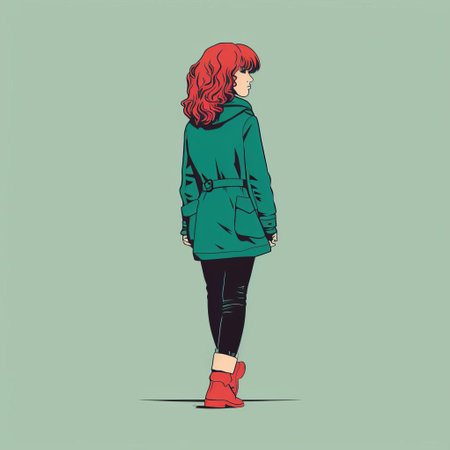 the woman stands confidently in this stunning minimal screenprint illustration, showcasing a beautiful fusion of simplicity and elegance, rendered in vibrant colors through the risograph print process, capturing the essence of femininity in a full-body portrait that exudes modernity and sophistication. ai generatedの素材